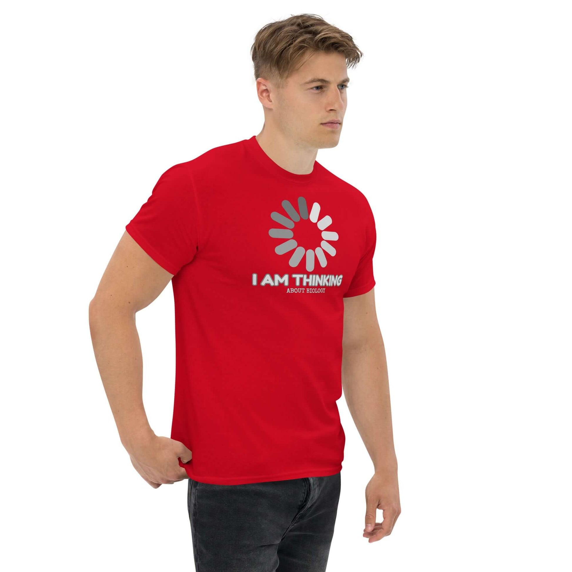 I Am Thinking About Biology Loading Screen T-Shirt | Science Process Humor Color: Red T-Shirt Size: S Apparel & Accessories Technium Foundry