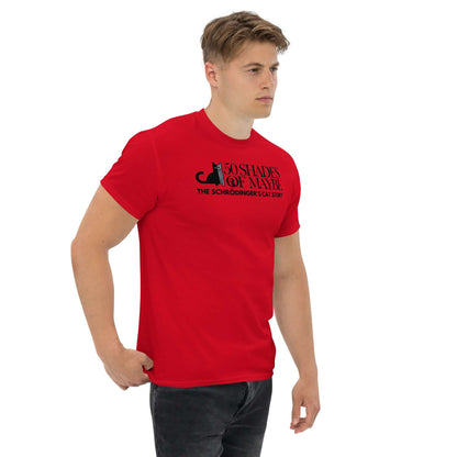 50 Shades of Maybe - Schrödinger's Cat T-Shirt | Humor Color: Red T-Shirt Size: S Apparel & Accessories Technium Foundry