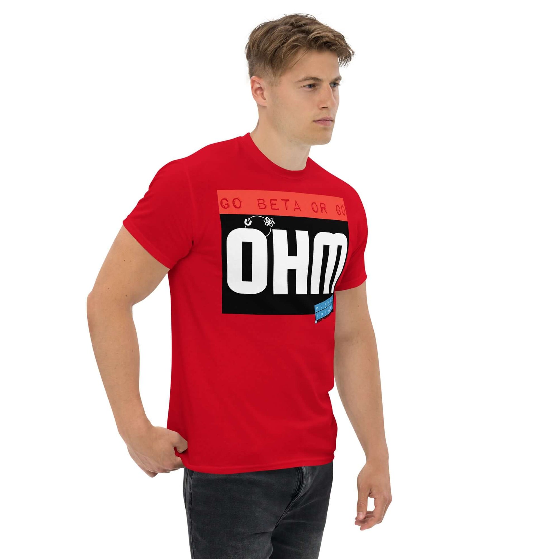 Go Beta or Go Ohm T-Shirt | Physics Pun | Scientific Motivation Color: Red T-Shirt Size: S Apparel & Accessories Technium Foundry