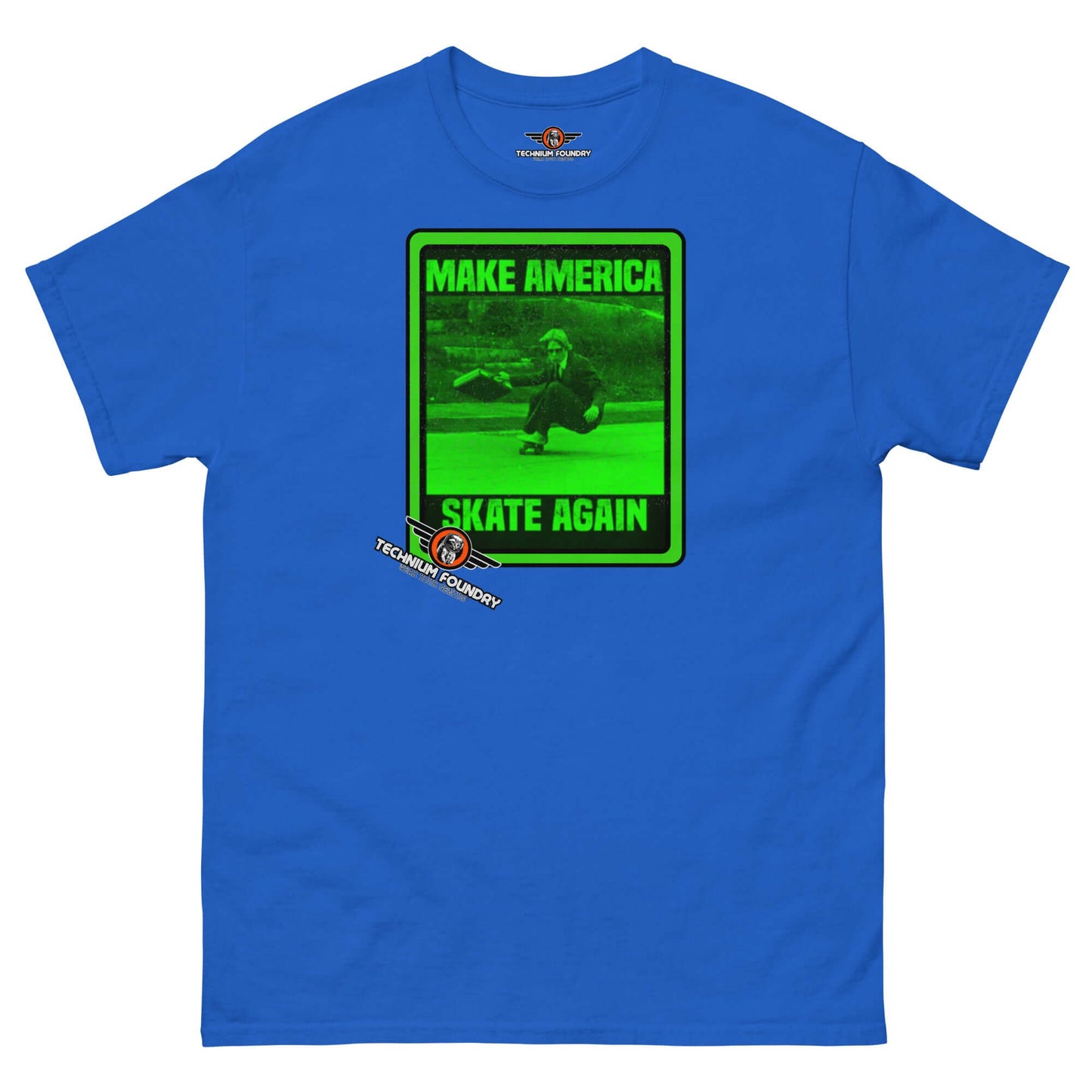 Make America Skate Again - Skater T-Shirt | Retro Skateboarding Art Color: Royal T-Shirt Size: S Apparel & Accessories Technium Foundry