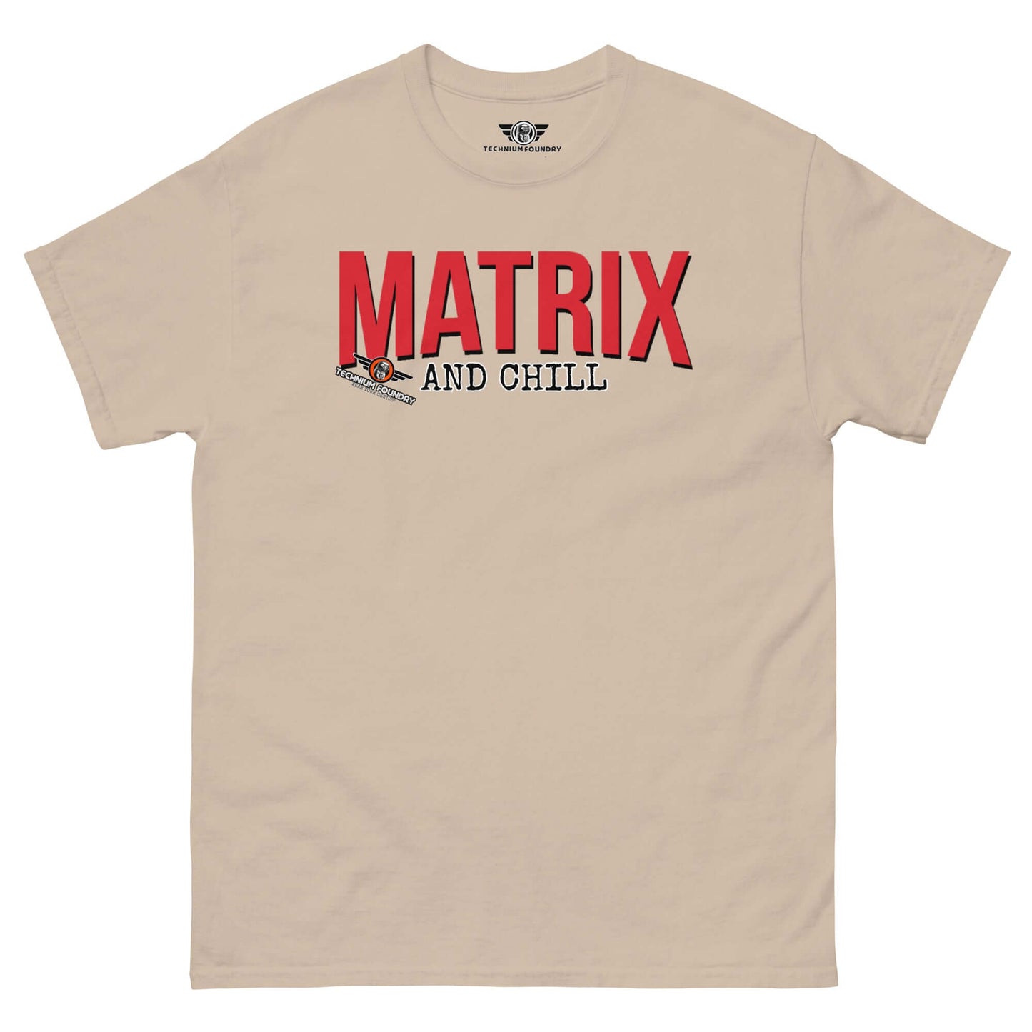 Matrix and Chill Mathematics Parody T-Shirt | Linear Algebra Humor Color: Sand T-Shirt Size: S Apparel & Accessories Technium Foundry