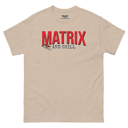 Matrix and Chill Mathematics Parody T-Shirt | Linear Algebra Humor Color: Sand T-Shirt Size: S Apparel & Accessories Technium Foundry