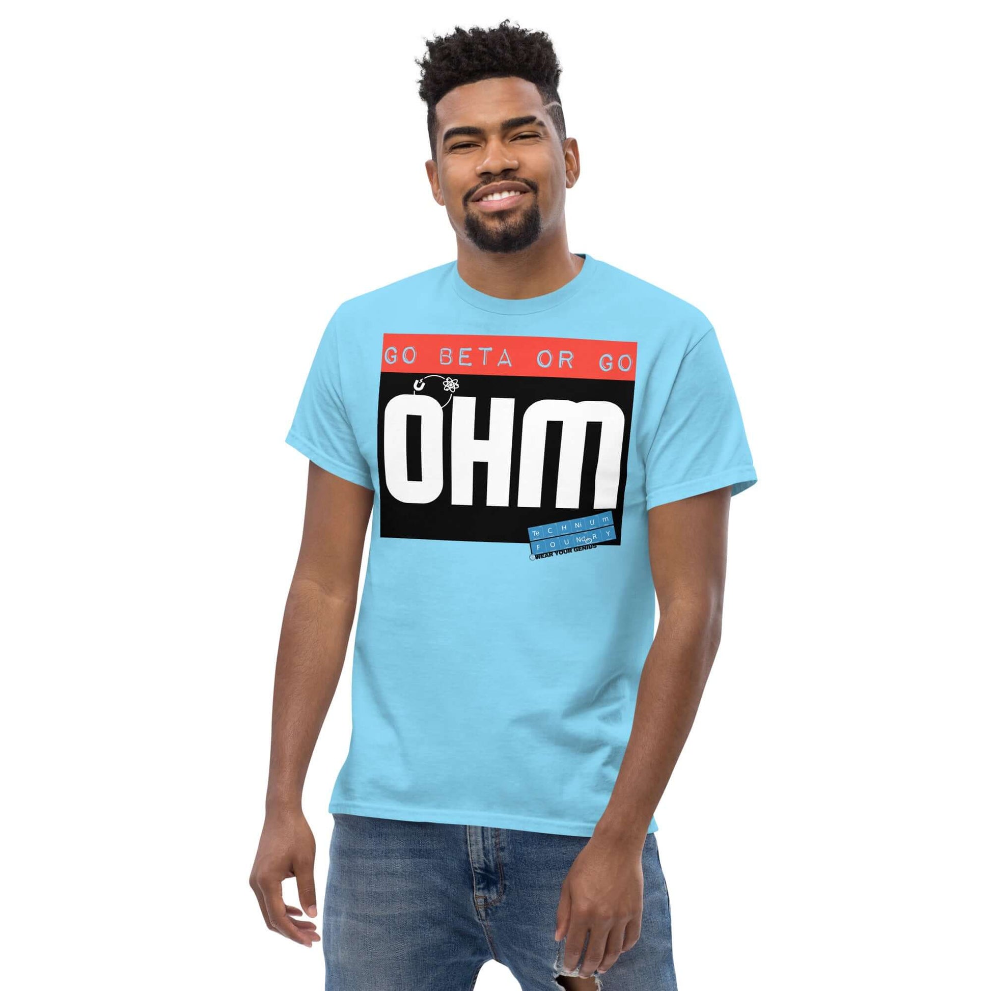 Go Beta or Go Ohm T-Shirt | Physics Pun | Scientific Motivation Color: Red T-Shirt Size: S Apparel & Accessories Technium Foundry