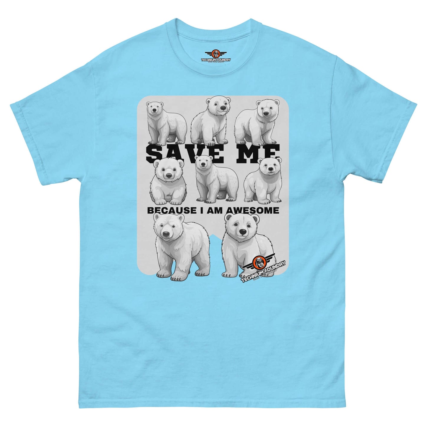 Save Polar Bears They're Awesome T-Shirt | Wildlife Color: Sky T-Shirt Size: S Apparel & Accessories Technium Foundry