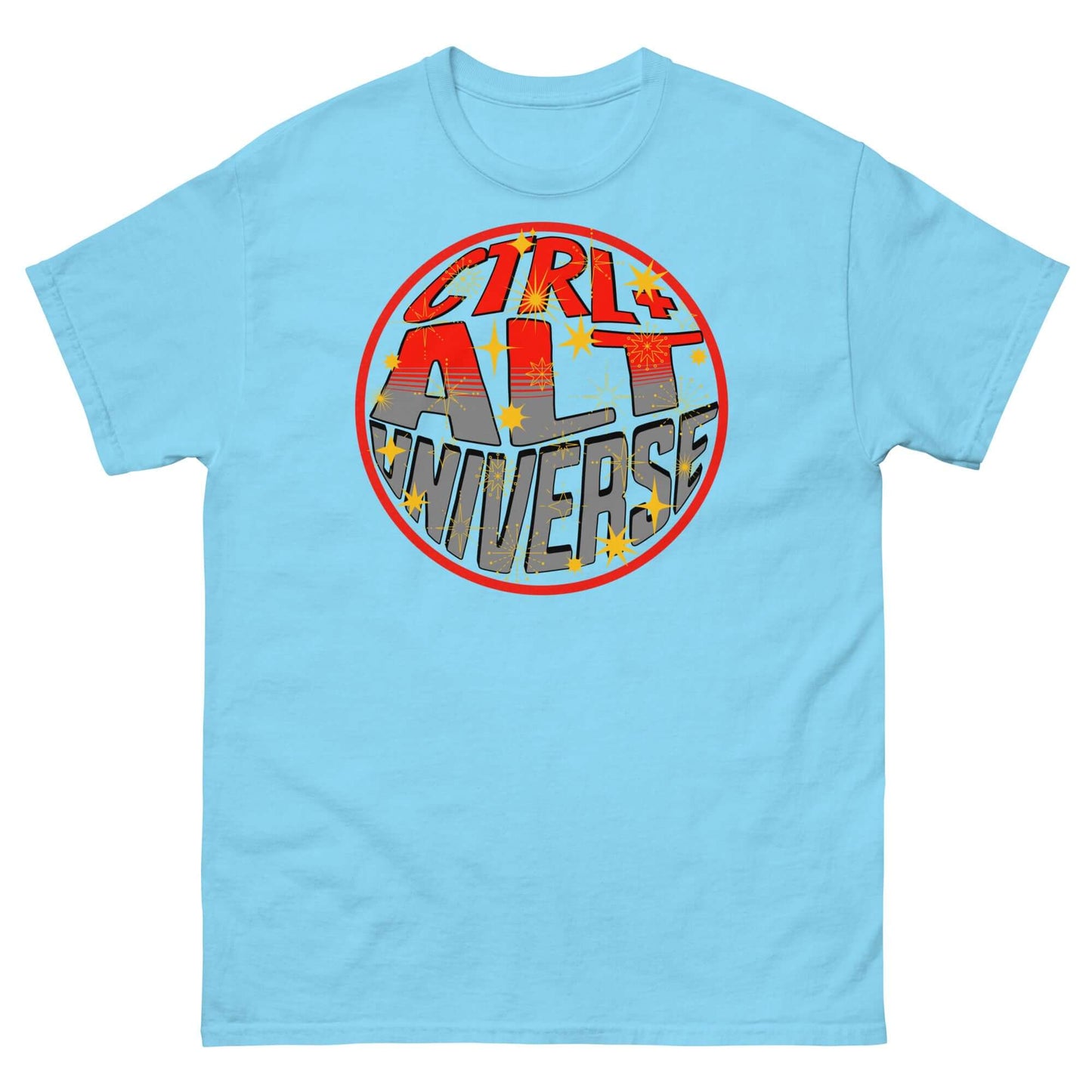 CTRL + ALT UNIVERSE T-shirt featuring a retro gaming and cosmic coding design, perfect for simulation theory enthusiasts.