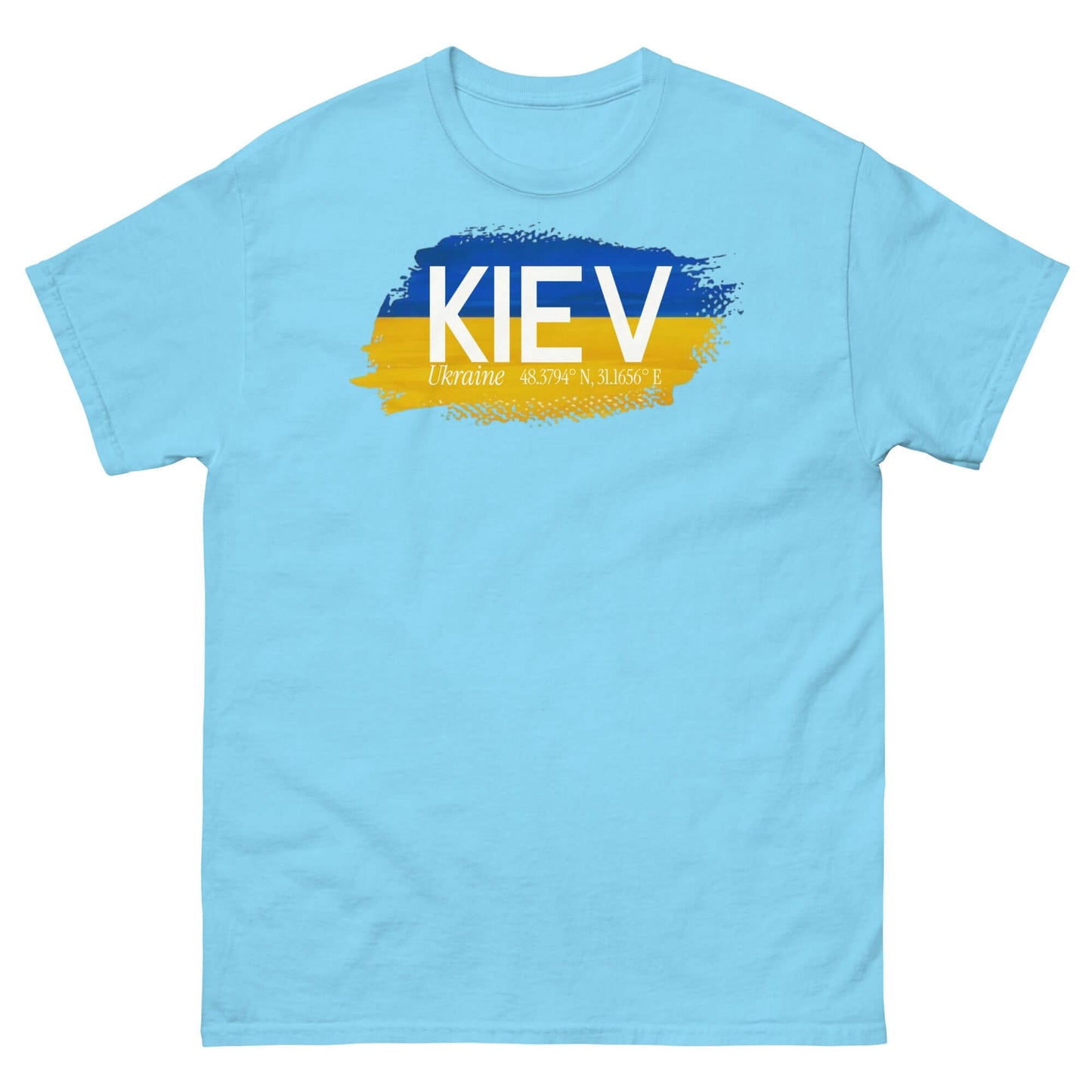 Kiev City Pride T-Shirt featuring blue and yellow Ukrainian flag design, showcasing Ukraine capital tribute fashion.