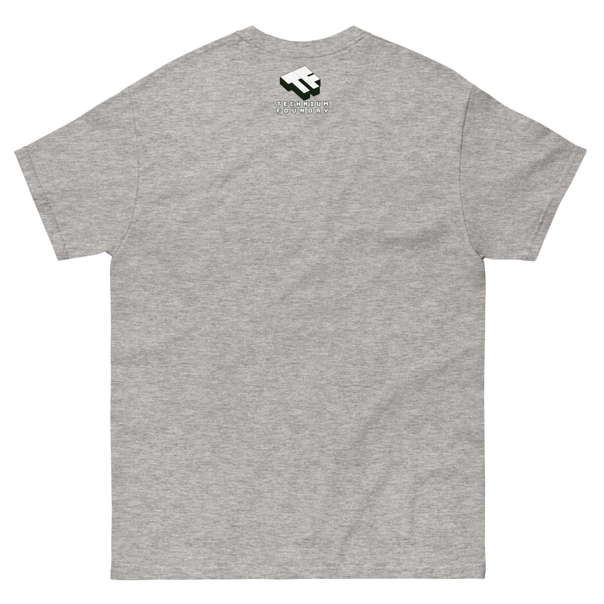 Back view of gray California Surf T-Shirt featuring a subtle logo at the top, ideal for surf enthusiasts seeking cool beachwear.