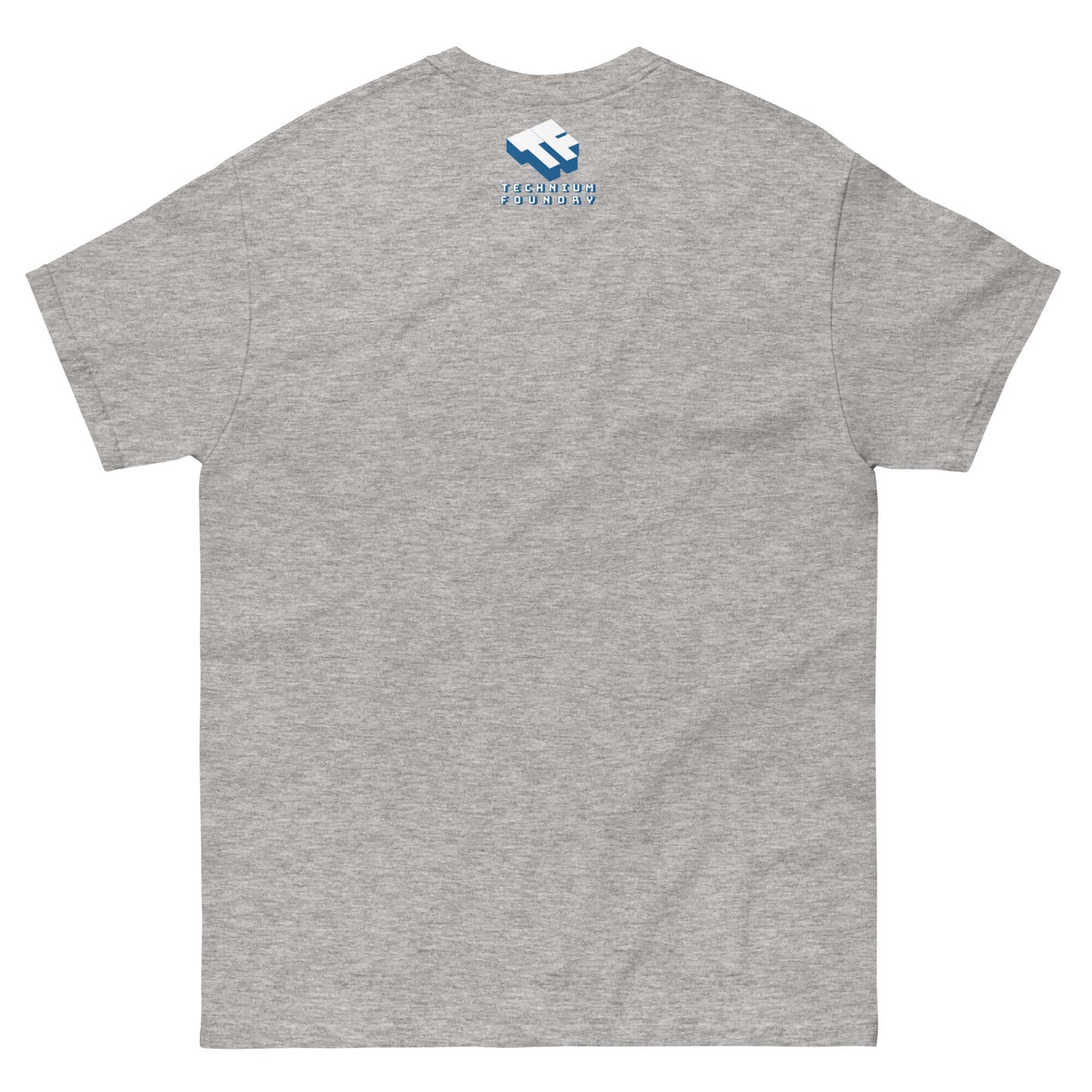 Back view of gray "Currently On a" T-Shirt with HTML humor design in blue, perfect for coders needing a breather.