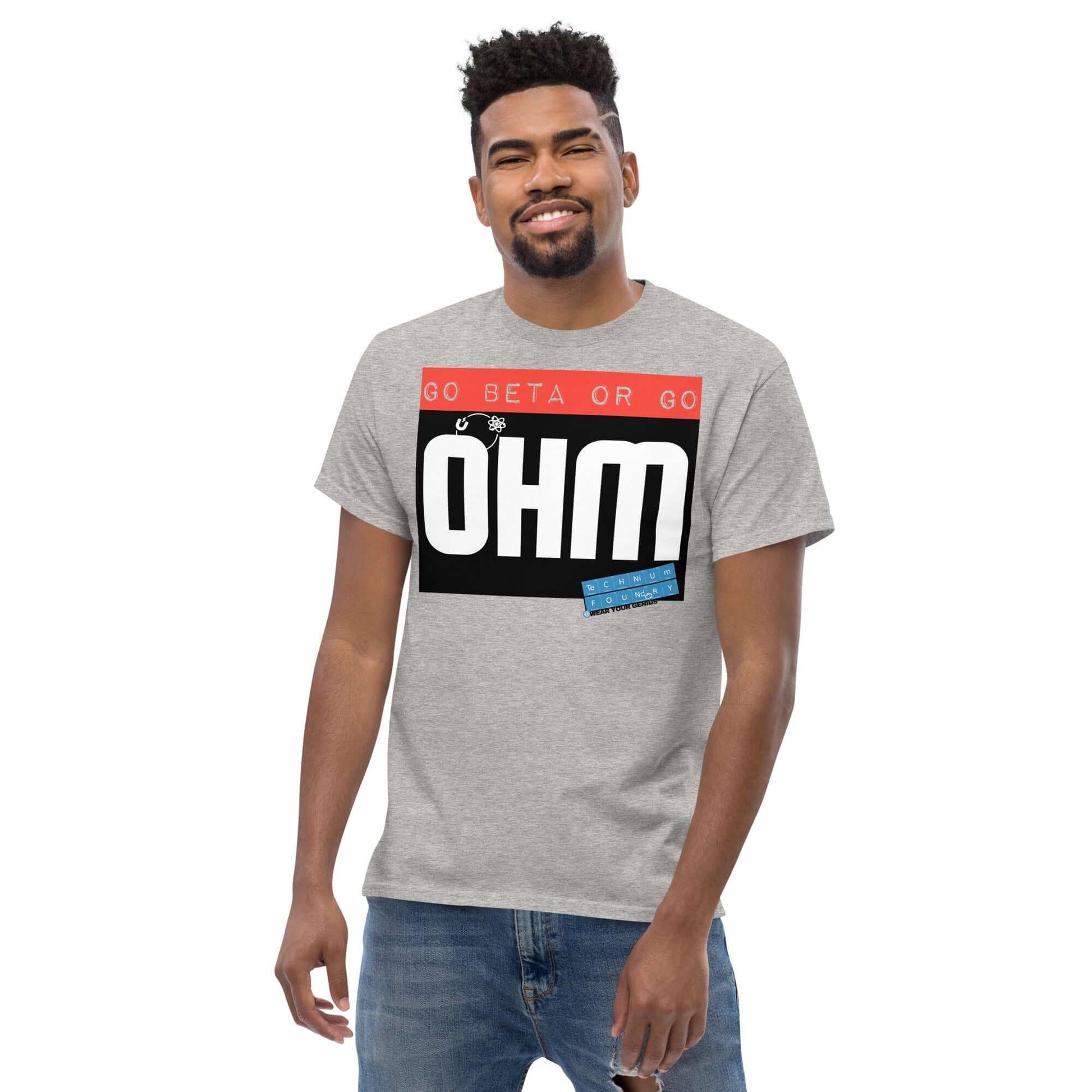 Go Beta or Go Ohm T-Shirt | Physics Pun | Scientific Motivation Color: Red T-Shirt Size: S Apparel & Accessories Technium Foundry