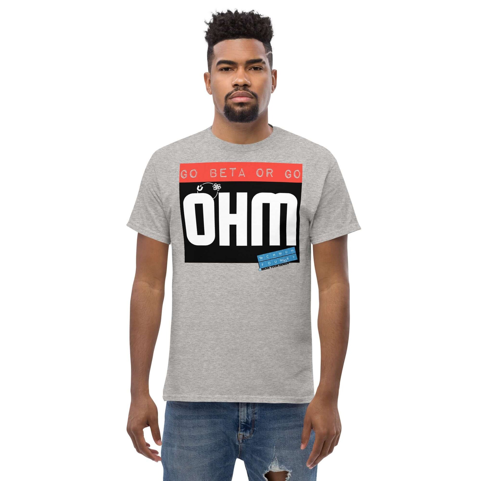 Go Beta or Go Ohm T-Shirt | Physics Pun | Scientific Motivation Color: Red T-Shirt Size: S Apparel & Accessories Technium Foundry