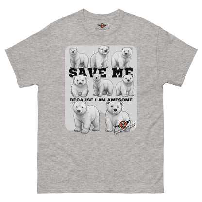 Save Polar Bears They're Awesome T-Shirt | Wildlife Color: Sport Grey T-Shirt Size: S Apparel & Accessories Technium Foundry