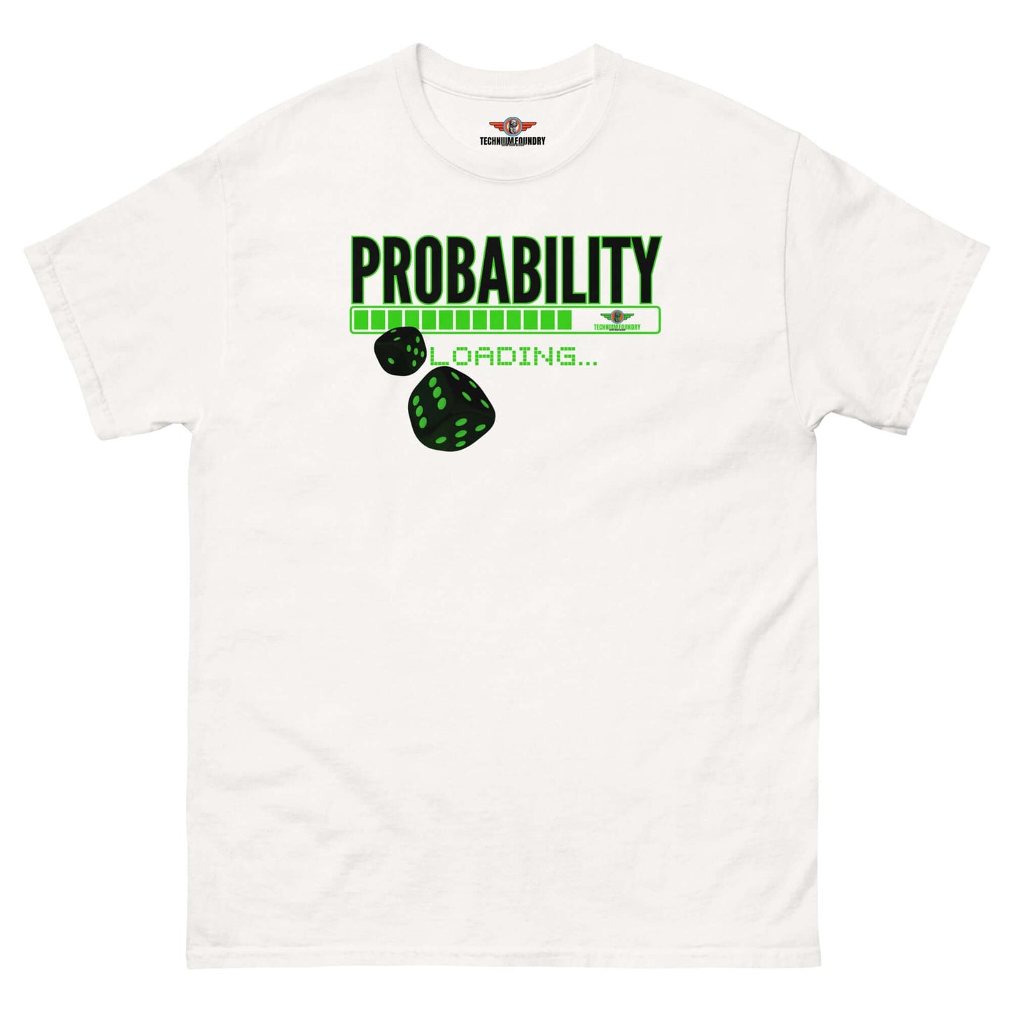 Unisex classic Probability Loading tee Color: White T-Shirt Size: S Apparel & Accessories Technium Foundry