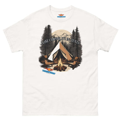 "I Love Camping, It's In-Tents! Tee with campfire scene, part of Science & Tech Apparel Collection by Technium Foundry"