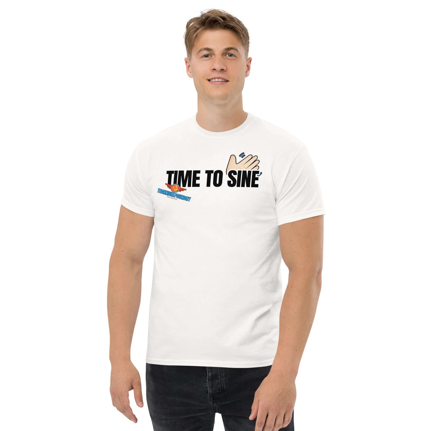 "Time to Sine Tee - Quantum Fashion hand wave meets sine function by Technium Foundry"