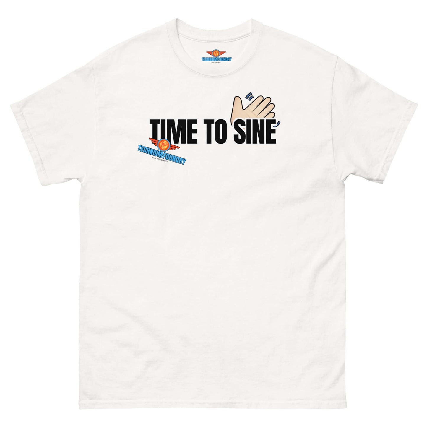 "Time to Sine Tee featuring hand gesture and sine wave, Quantum Fashion by Technium Foundry"