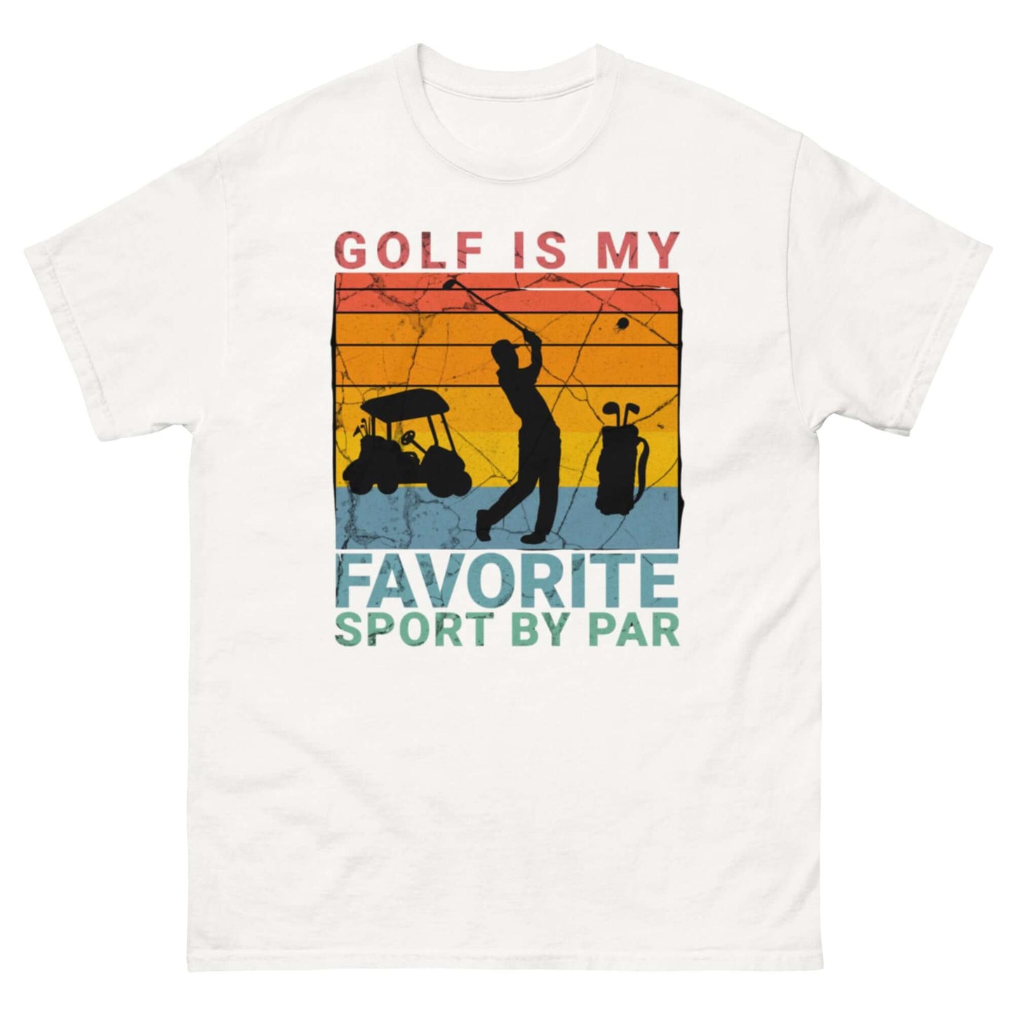 Golf is My Favorite Sport By Par T-Shirt with Retro Sunset and Silhouette Design