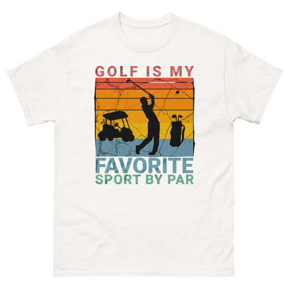 Golf is My Favorite Sport By Par T-Shirt with Retro Sunset and Silhouette Design