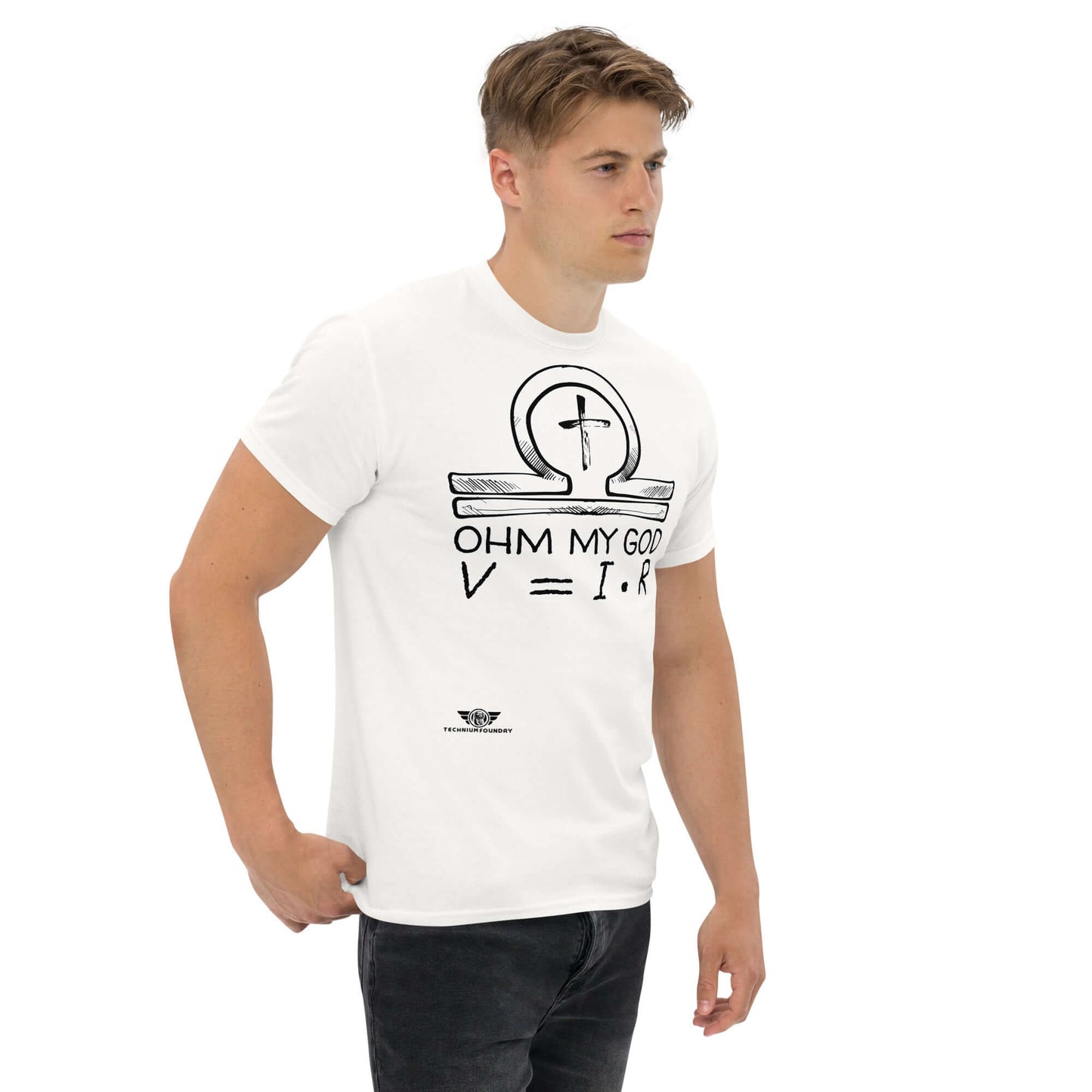 Ohm My God - Physics Meets Faith T-Shirt | Ohm's Law Religious Humor Color: Black T-Shirt Size: S Apparel & Accessories Technium Foundry