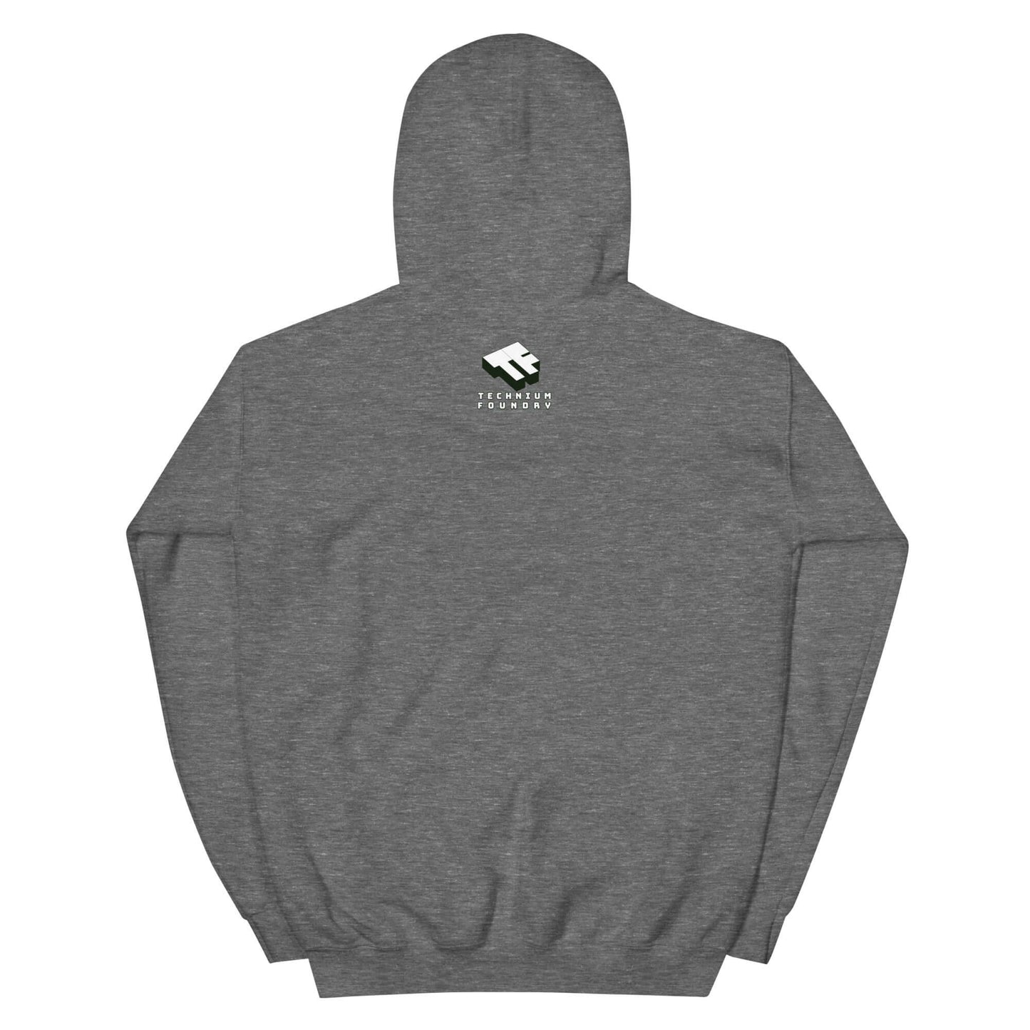 Mathematical Relationship Counseling Hoodie by Technium Foundry in gray, showcasing back logo design.