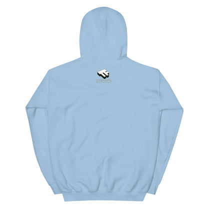 Blue hoodie featuring a periodic table noble gases shield design, perfect for chemistry enthusiasts. Stylish and premium quality.