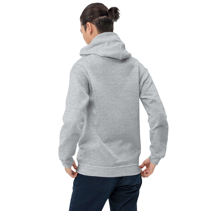 Person wearing a gray hoodie, shown from the back, highlighting the hood and comfortable design.