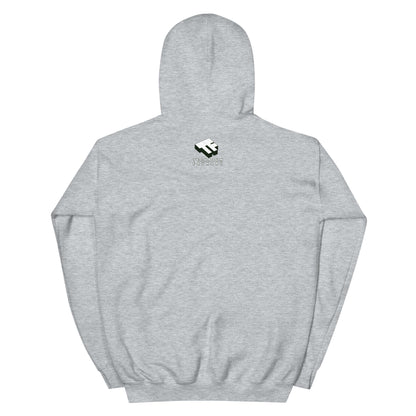 Grey Astronaut Hoodie by Technium Foundry, featuring a back design inspired by cosmic skating and interplanetary exploration.