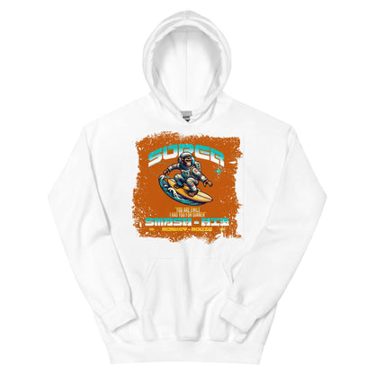 Super Smash & Click Hoodie featuring astronaut with retro gaming design by Technium Foundry in cozy premium cotton.