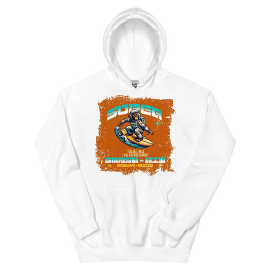 Super Smash & Click Hoodie featuring astronaut with retro gaming design by Technium Foundry in cozy premium cotton.