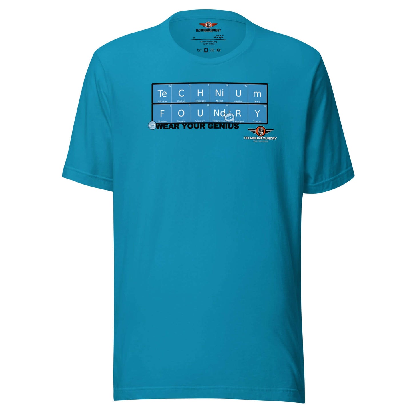 Unisex Garment-Dyed Technium Foundry Periodic Elements T-Shirt Color: Aqua T-Shirt Size: S Apparel & Accessories Technium Foundry