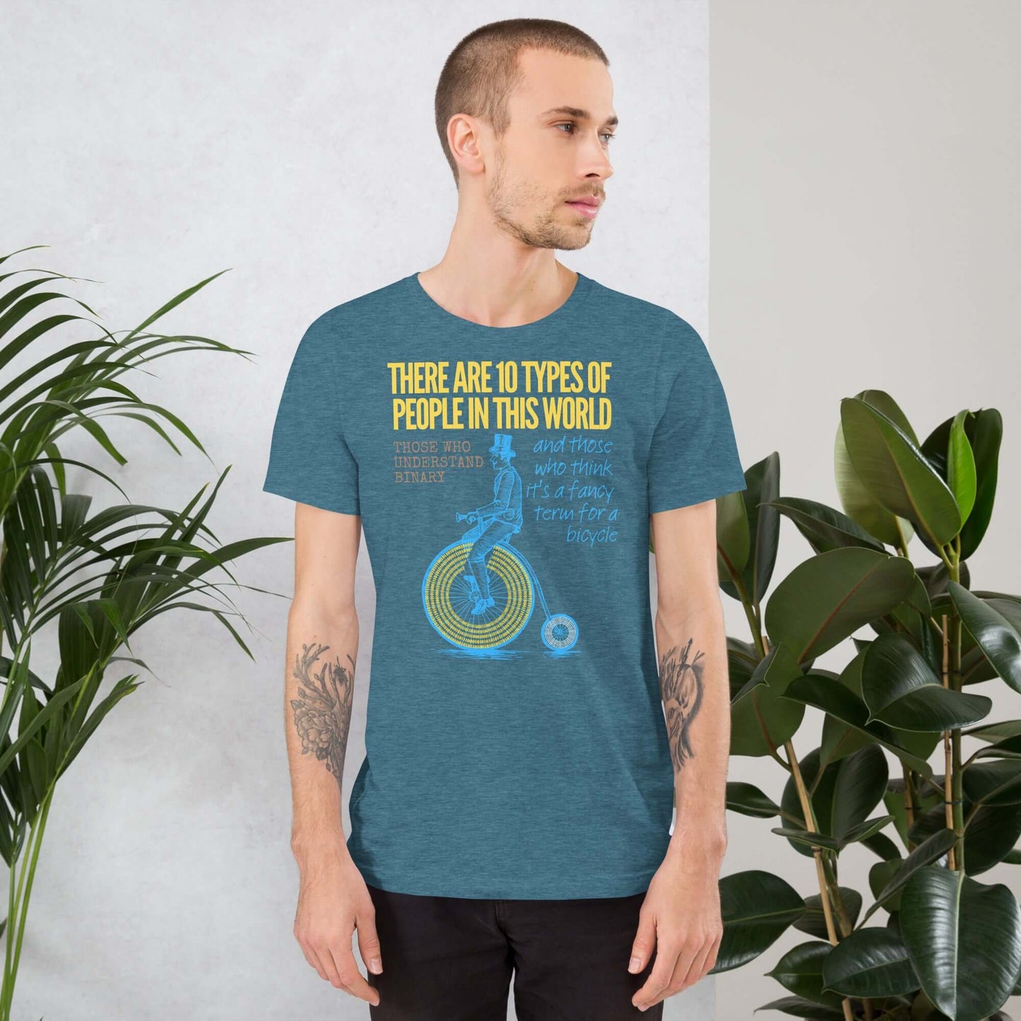 Geeky Binary Code T-Shirt | Technium Foundry Color: Heather Deep Teal T-Shirt Size: S Apparel & Accessories Technium Foundry