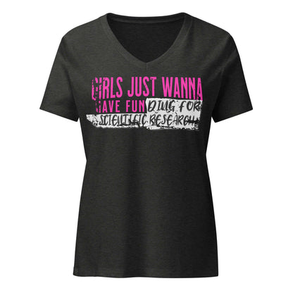 "Girls Just Wanna Do Science T-Shirt with pink and black text, perfect fusion of pop culture and science, fun lab fashion statement"