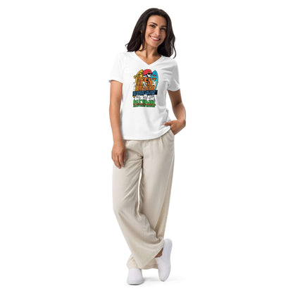 Women’s relaxed v-neck Agent Orange Kona Skatepark Concert Tee Color: Solid White Blend V-neck Size: S Apparel & Accessories Technium Foundry